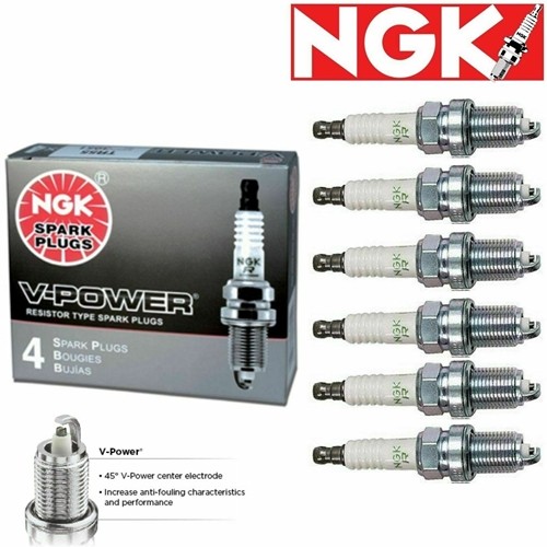 6 - NGK V-Power Plug Spark Plugs 1988-1995 Ford Taurus 3.8L V6 Kit Set Tune Up