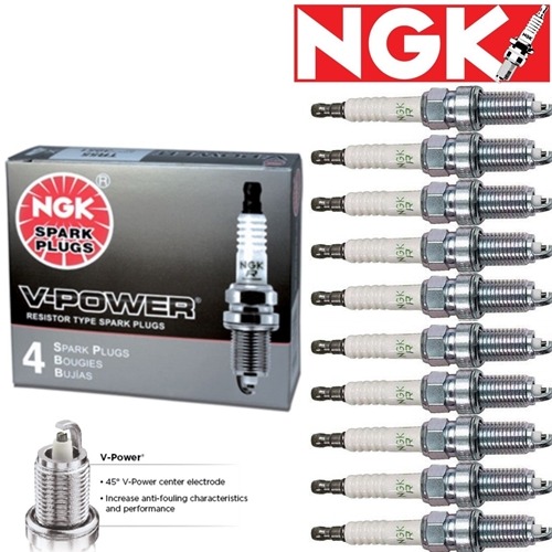 10 pcs NGK V-Power Plug Spark Plugs 2003-2014 Ford E-450 Super Duty 6.8L V10 Kit